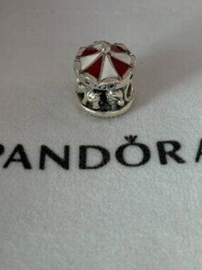 Pandora Sterling Silver Merry Go Round Carousel Love Peace Believe Holiday Charm